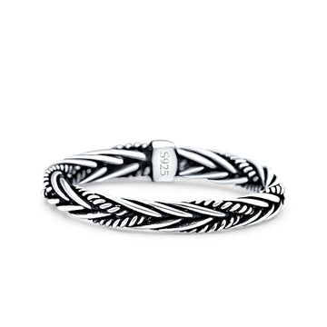 Rope Braid Oxidized Band Solid 925 Sterling Silver Thumb Ring (3mm)
